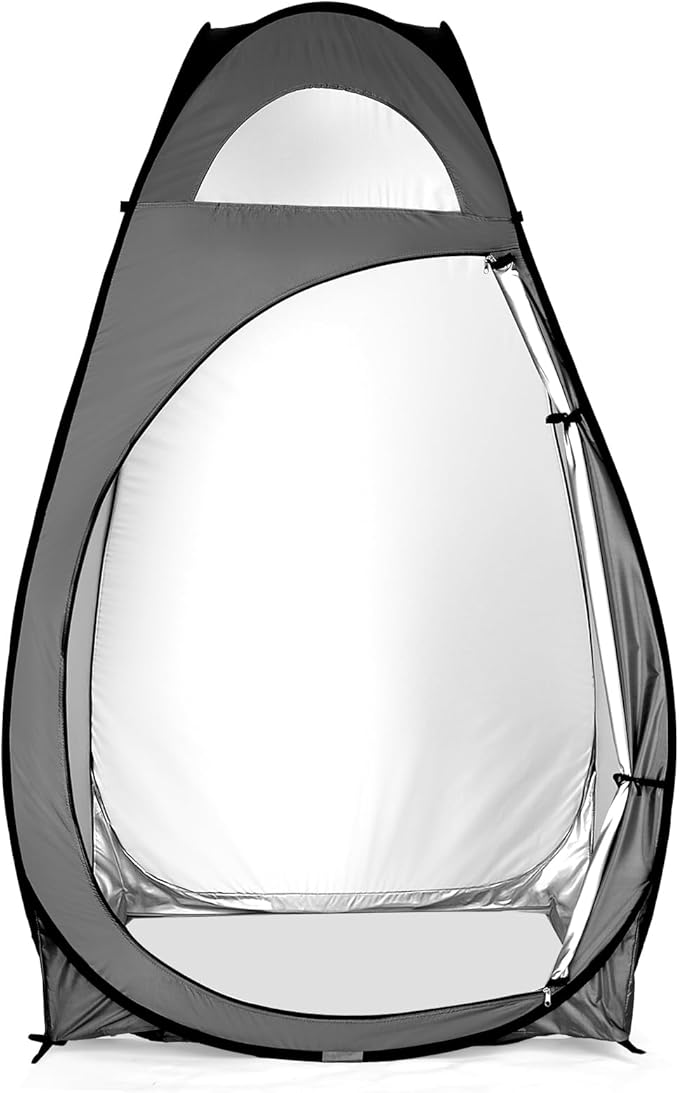 Pop Up Pod - Privacy Shower Tent with Carry Bag Dressing Room Instant Portable Toilet Stall for Camping Beach or Tailgate (Grey)