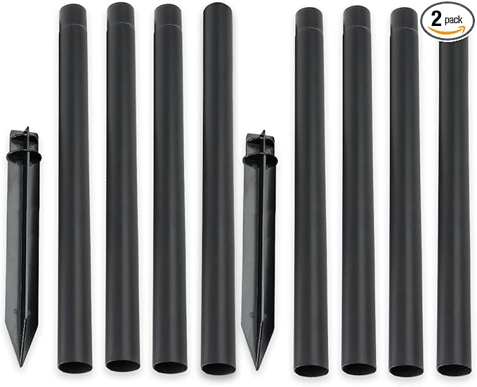 ZOOHAR Outdoor Light Pole Extension Kit - 55/4.6FT Stainless Steel with ABS Stakes for Enhancing Garden Lights and Torches Garden Patio Parties Wedding1.2in Diameter (2 Sets 10 pcs)