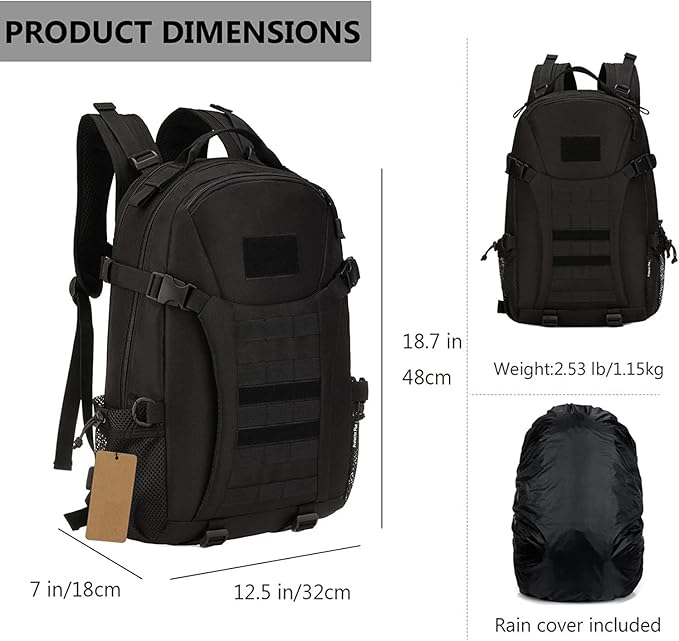 Tactical Backpack Hiking Day Pack Molle Rucksack Waterproof 30L Everyday Carry Bag