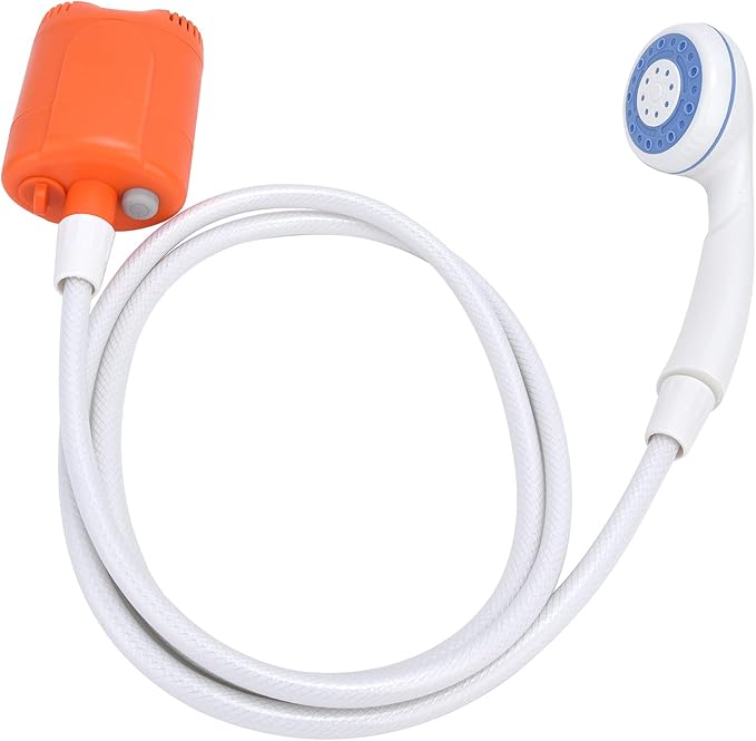 Portable Outdoor Shower Camping Pump Handheld Sprayer USB Charging for Hiking Traveling (Orange)