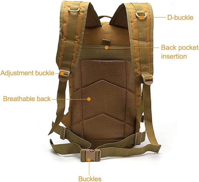 Military Tactical Backpack Large Army 3 Day Assault Pack Molle Bag Backpacks (Black)