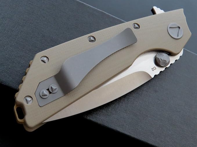 Eafengrow EF335 Folding Knives D2 Blade and G10 Handle5 inch Closed EDC Pocket Folding Knife with Clip (gray)