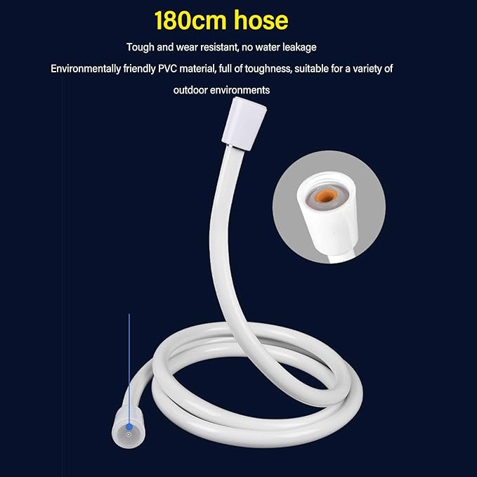 Luocute Portable Camp Shower Rechargeable 4000mAh Battery Outdoor Shower Pump with Silicone Massage Head and Stainless Steel Panel for Camping Hiking Travel