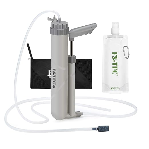 FS-TFC Water Purifier Survival Gear 4-Stage Portable Water Filter 1.5L/Min Fast Flow for Personal or Small Group Hiking Camping Travel and Emergency Preparedness