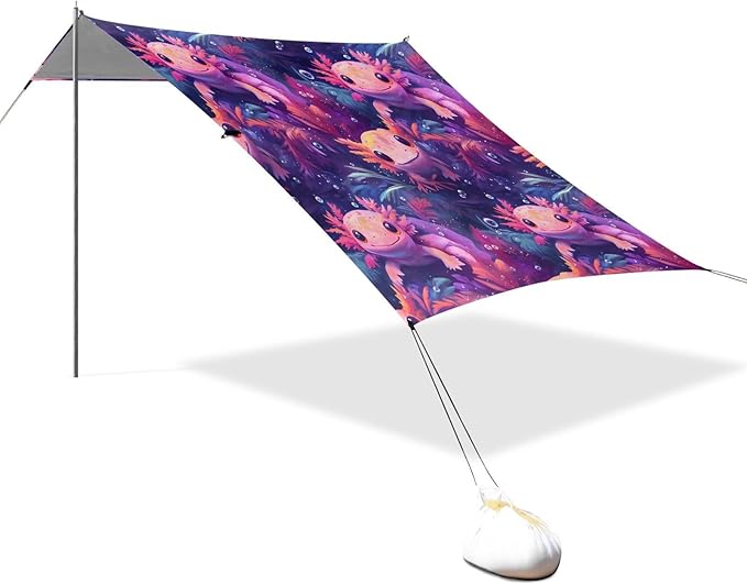 ALAZA Salamander Seaweed Bubbles Pattern Beach Tent Sun Shelter Portable Canopy Sunshade for Outdoor Camping Picnics Backyard Fun 10x9 ft