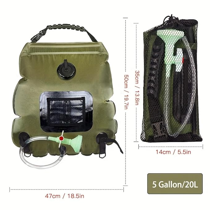 Generic Solar Heated Camping Shower Bag - Portable Bath Bag with Removable Hose and Switchable Shower Head for Outdoor Travel Climbing Hiking Beach and Swimming