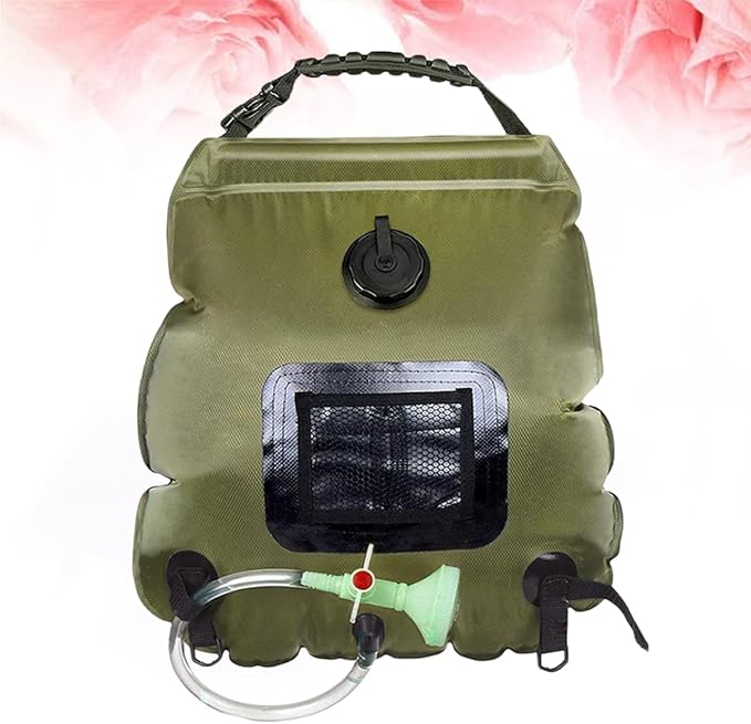 BESPORTBLE Portable Camping Shower Bag Storage Shower Nozzle for Outdoor Activities Hiking Beach and Travel Olive Green Convenient Water Control