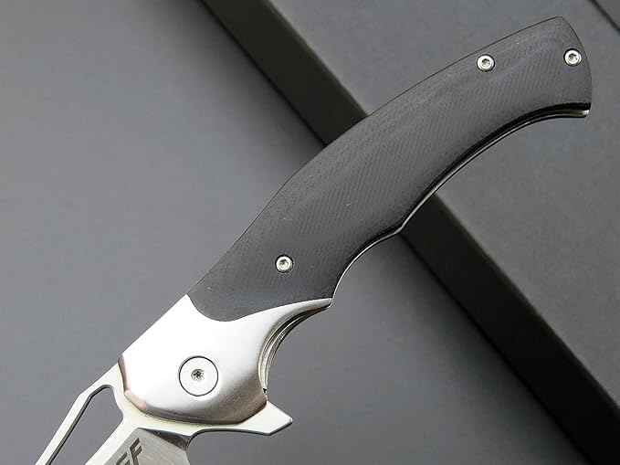 Eafengrow EF7 Folding Knife K110 Steel Blade G10&amp Stainless Steel Handle EDC Tool Knives for Outdoor Working Camping Hiking(black)