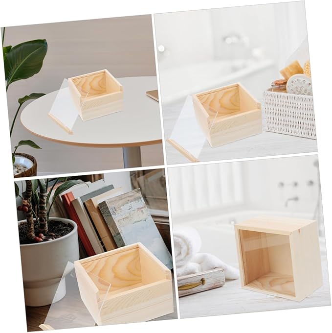 2pcs Wooden Acrylic Storage Boxes Sliding Lids for Jewelry Cosmetics Compact