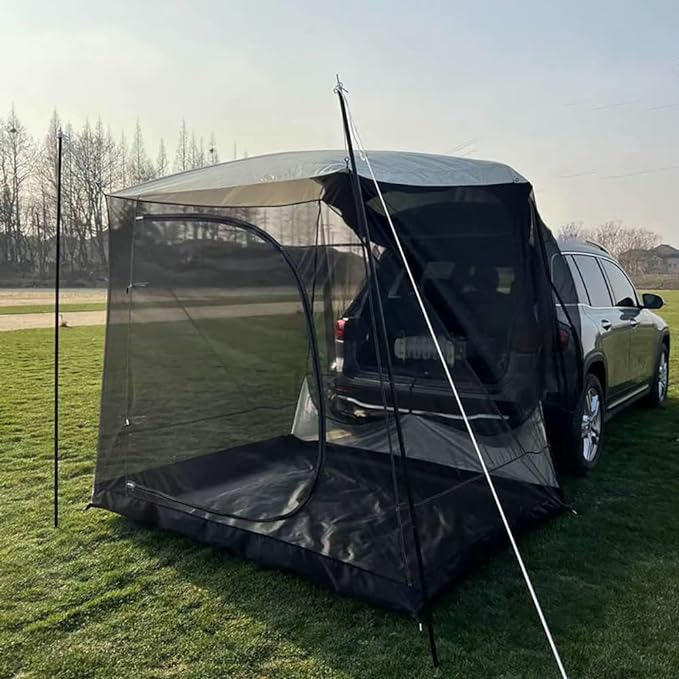 Car Awning Sun Shelter Camping SUV Rear Tent Portable Waterproof Roof Top Tent Canopy for SUV Minivan Hatchback Camping Outdoor Travel (Car Awning Sun Shelter with Mosquito Net)