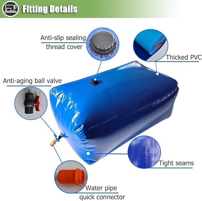 Water Bladder Storage Containers Collapsible Solar Shower Bag for RV/Hiking/Camping Mobile Soft Water Tank(1.25x0.8x0.5 m/500 L/132 Gallon)
