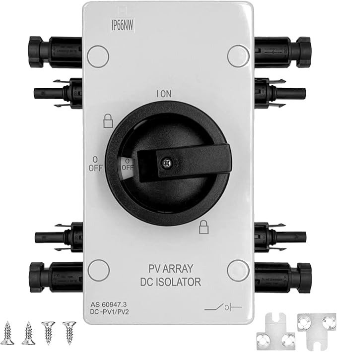 IP66 Solar PV DC Quick Disconnect Switch 64 Amp 1000V Solar Combiner Box PV Solar Panel Disconnect Switch with Solar Connector for Solar Power System Off/On-Grid Solar System RV and Boats