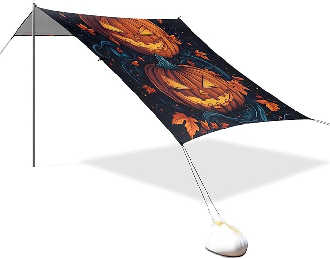 ALAZA Two Pumpkins Beach Tent Sun Shelter Portable Canopy Sunshade for Outdoor Camping Picnics Backyard Fun 10x9 ft