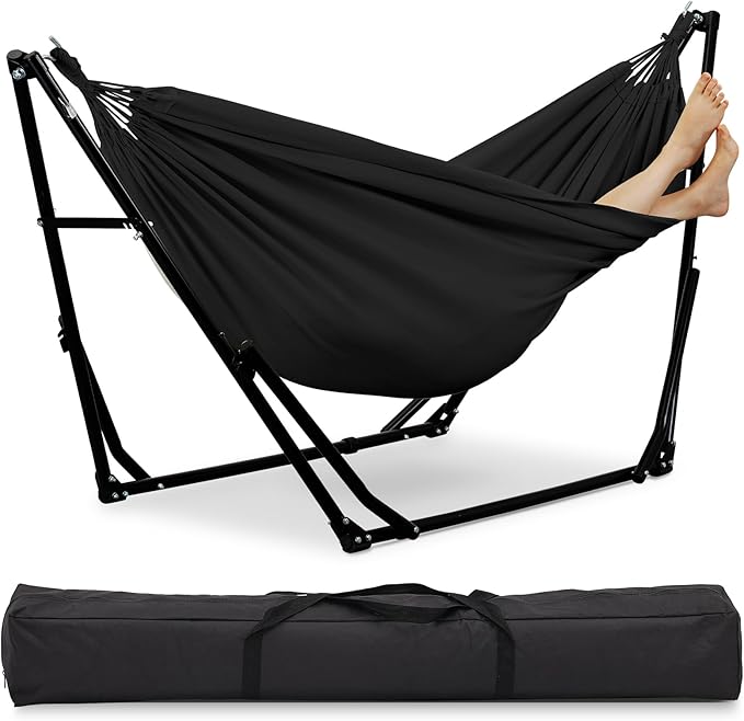 2 in 1 Hammock with Stand Outdoor Hammock Swing Chair with Portable Heavy Duty Stand Multi-Functional Hammock Stand 480 lbs Weight Capacit-Black