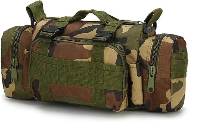 Fanny Deployment Bag Tactical Waist Pack Small Sling Pack Hand Carry Handlebar Bag (Jungle Camouflage)