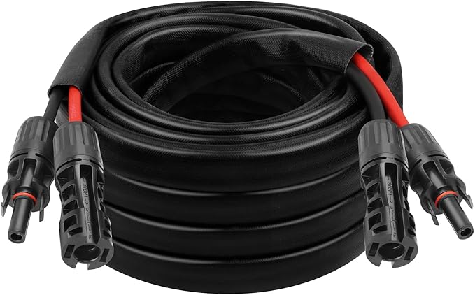 8AWG Solar Cable - 25FT Solar Panel Extension Cord 8 Gauge PV Wire with Flame Retardant Protective Sleeving Female &amp Male Waterproof Connector for RV Photovoltaic Systems Solar Panels (25 Feet)
