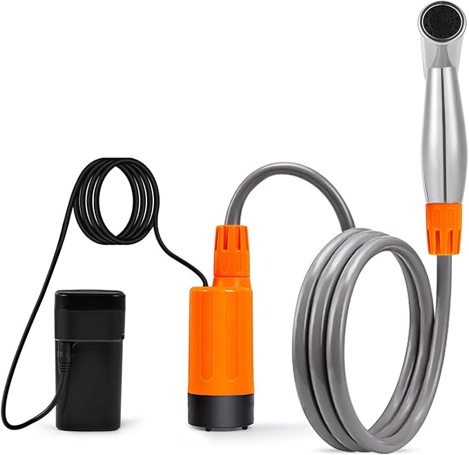 Spray gun headPortable electric outdoor shower two charging methods camping shower pump one-button switch control suitable for pet bathing and plant watering