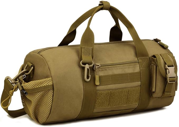 UNISTRENGH Military Tactical Molle Duffle Bag Travel Sports Outdoor Gym Pack Army Carry On Bag Lightweight Tote Handbag for Camping Hiking or Other Outdoor Activities (Coyote Brown)