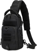Men's Fishing Chest Bag Tactical Sports Shoulder Fanny Pack Camping Cycling MOLLE Sling Bags EDC(Black)