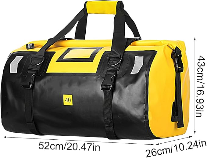 40L Waterproof Motorcycle Bag - Dry Backpack Heavy Duty Dry Duffle Bags with Reflective Strips Kayaking Camping Boatingbycyclemotorcycle Saddle Bagss Motorcycling Skiing Travel
