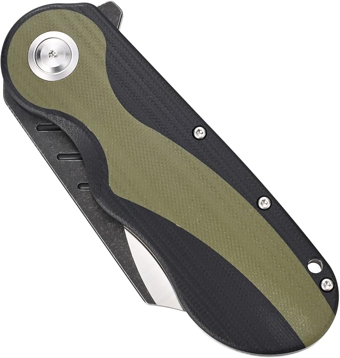 Sitivien ST138 Folding KnifeSandvik 14C28N Stainless SteelG10 Handle EDC Knife for Outdoor CampingHikingFishing(Black+Green)