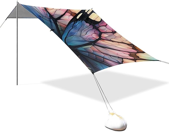 ALAZA Butterfly Wings Beach Tent Sun Shelter Portable Canopy Sunshade for Outdoor Camping Picnics Backyard Fun 10x9 ft