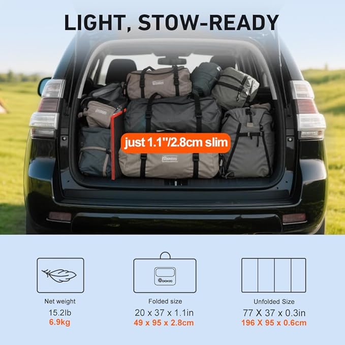 DOKIO 300W Portable Foldable Solar Panel Kit (20x38in 15.3lb) with Separate Controller and Dual USB Monocrystalline Charger for 12V Batteries &amp Power Stations RV Camping Trailer Emergency Back