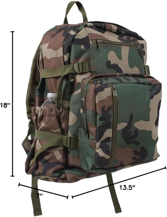 Woodland Camouflage Military Jumbo Canvas Shoulder Backpack