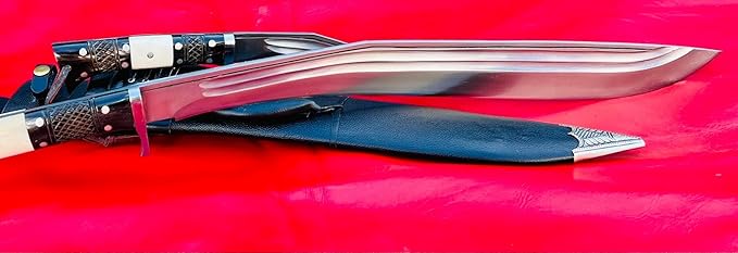 21 Inch Hand Forged 2 Fuller Siru Sword/Shot Knife Custom Khukuri Leaf Spring of Truck Fixed Blade Razor Sharp Ready to Use Kukri Carbon Steel 5160