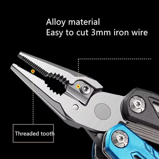 MALOM 18-in-1 Upgraded adjustable Hammer Stainless Steel multitool Pliers with Replaceable Tungsten Wire Cutters Bottle Opener Nylon Sheath Ideal for Camping Survival Hunting (Black)