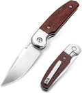 Small EDC Knife 2.8 Pocket Knife D2 Steel Point Blade Wood Handle - flipper Folding Knife for Men Women - Daily Carry Office Camping Hiking