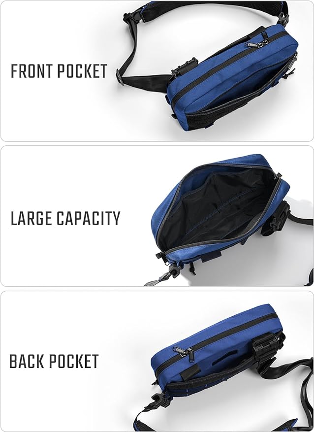 TACTICAL_GEEK Crossbody Shoulder Bag Multipurpose Daypack Chest Backpack Casual Sling Bag for Men &amp Women (L3C-Blue)