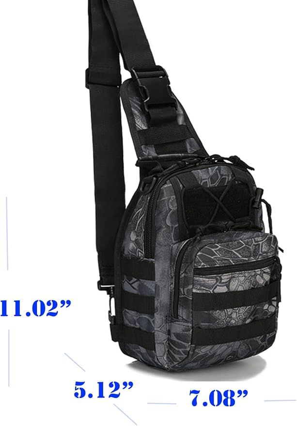 SUMAC Universal Backpack for Camping HikingCompactDurableWater Resistant Used as Tactical Sling Pack Chest Bag Hand BagCross-Body PackPouch (Black)