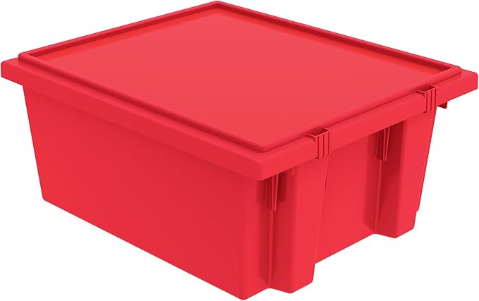 Akro-Mils 35191 Lid for 35190 and 35195 Plastic Nest and Stack Storage Tote Red (6-Pack)