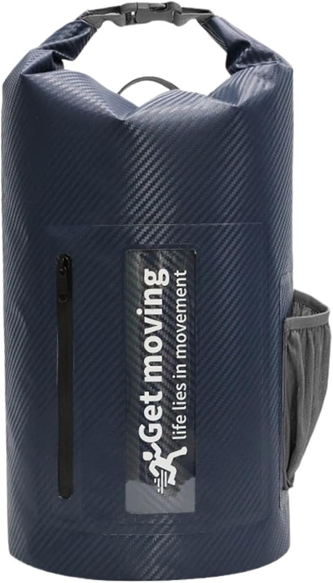 Waterproof Dry Bag 10L/20L Carbon Fiber Waterproof Dry Bag Hand-Held Bucket Bag Waterproof Bag Beach Drifting Swimming Bag Outdoor Backpack for SwimmingBoating(Deeo Blue-20L)