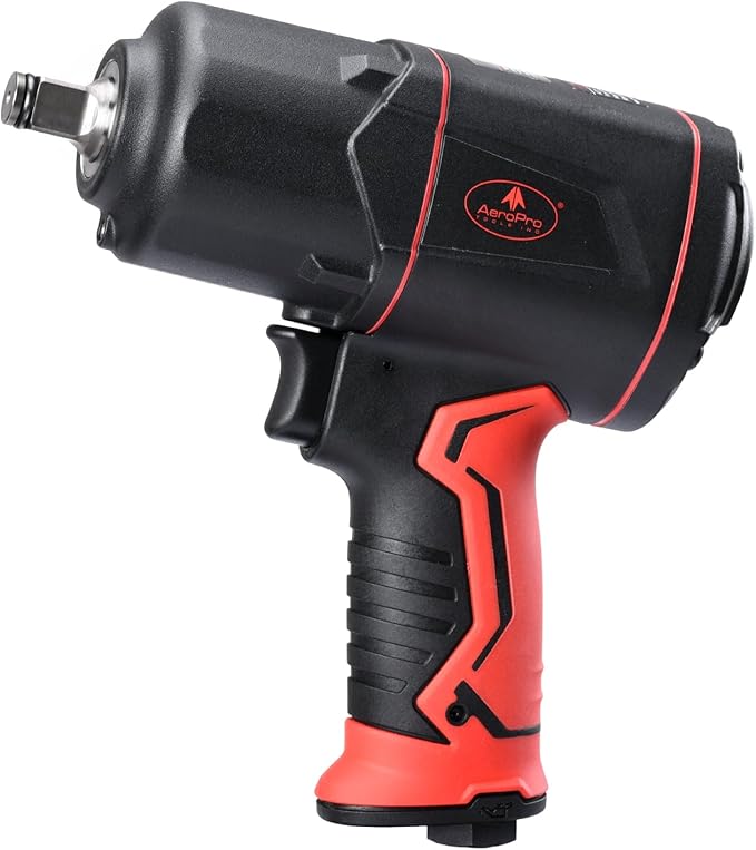 AEROPRO TOOLS 1/2-Inch Composite Air Impact Wrench(A315) Twin Hammer 1380FT-LBS Max Loosening Torque 8000RPM Pneumatic Impact Gun for Auto Repair Tire Shop (Lightweight Housing)