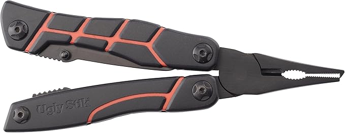 Ugly Stik Ugly Tools Multitool Knife for Fishing 11-in-1 Fishing Tool for Anglers Includes Pliers Scissors Knife and Screwdriver Non-Slip Grip Handle