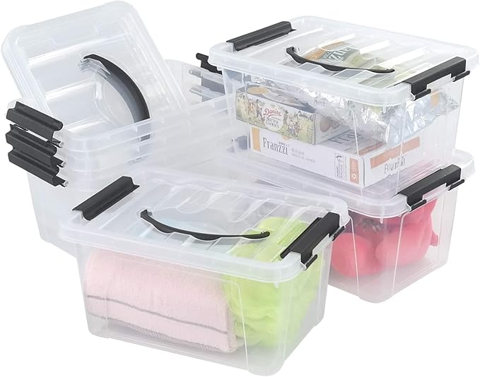 6-pack Clear Storage Boxes Latching Storage Bins with Lids 11.02'' x 7.71'' x 5.7''