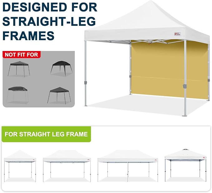 MASTERCANOPY Instant Canopy Tent Sidewall for 10x10 Pop Up Canopy 1 Piece Beige