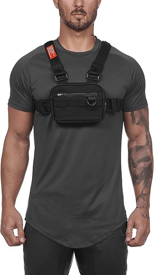 DIOTSR Running Chest Pack Lightweight Chest Bag for Workout Running Tactical Backpack with Extra Phone Holder