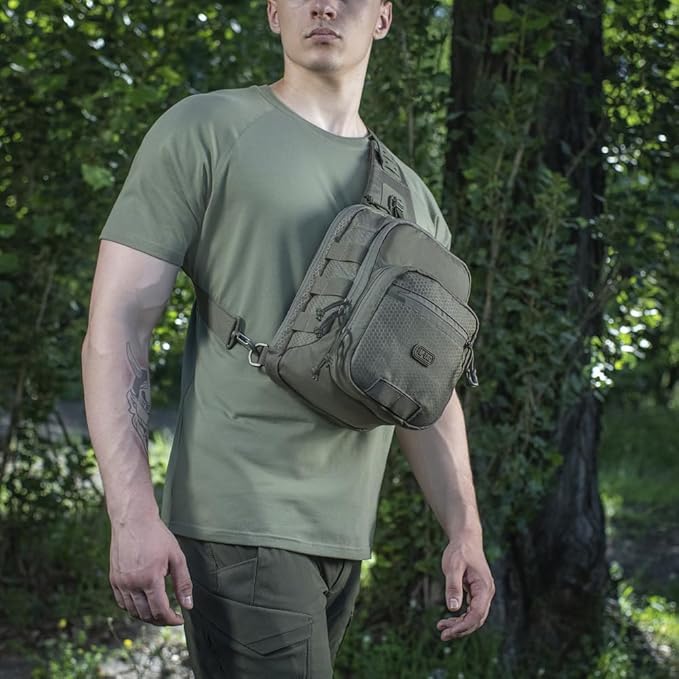 M-Tac Elite Cross Bag Slim - Tactical Crossbody Sling Backpack for Man with CCW Concealed Carry (Coyote Slim)