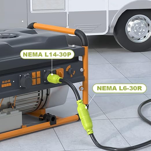 NEMA L14-30P to NEMA L6-30R30 Amp Adapter 4 Prong to 3 Prong Lock ConnectionWelder Generator EV Power Conversion CordSTW 10 GaugeETL Listed(1FT)