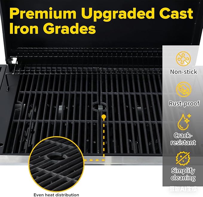 CIG GARDEN 4-Burner Propane Flat Top Grill 42000 BTU Stainless Steel Commercial-Style Griddle for Patio Backyard Camping &amp Outdoor BBQ