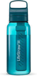 LifeStraw Go Series – BPA-Free Water Filter Bottle for Travel and Everyday use removes Bacteria parasites and microplastics Improves Taste 1L Laguna Teal