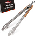 XUDAKAIXIN 18-Inch Long Stainless Steel BBQ Tongs with Extended Luxurious Acacia Handle – Durable and Easy-to-Clean Grilling Tool for Cooking Kitchen Use and Outdoor Barbecues