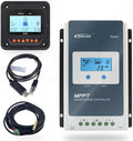 EPEVER 10A MPPT Solar Charge Controller 12/24V DC Tracer-an Series Charge Controller with MT52 Remote Meter &ampTemperature Sensor &ampRS485 fit for Lithium Sealed AGM Battery Charging Negative Gr