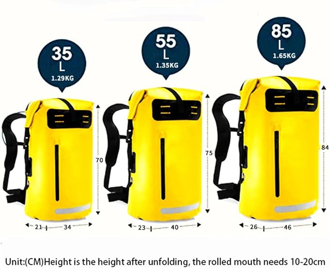 Generic Outdoor PVC Waterproof Dry Backpack Water Floating Bag Roll Top Sack Dry Backpack Waterproof Surfing Swimming Kayaking (Black55L)