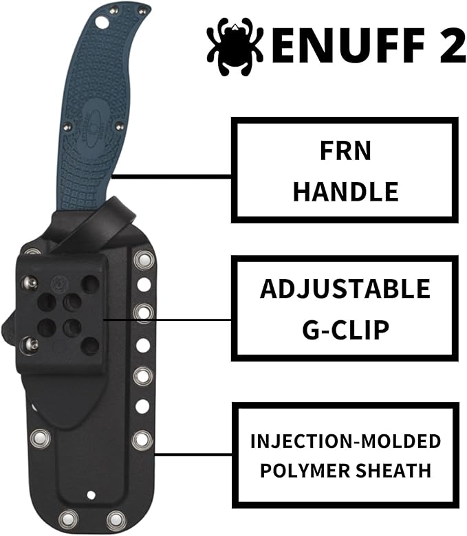 Spyderco Enuff 2 Fixed Blade Knife with 3.9 K390 Steel Blade and FRN Handle - EDC Knife for Men and Women Perfect for Hunting Tactical Camping Survival Hiking - SpyderEdge - FB31SBL2K390