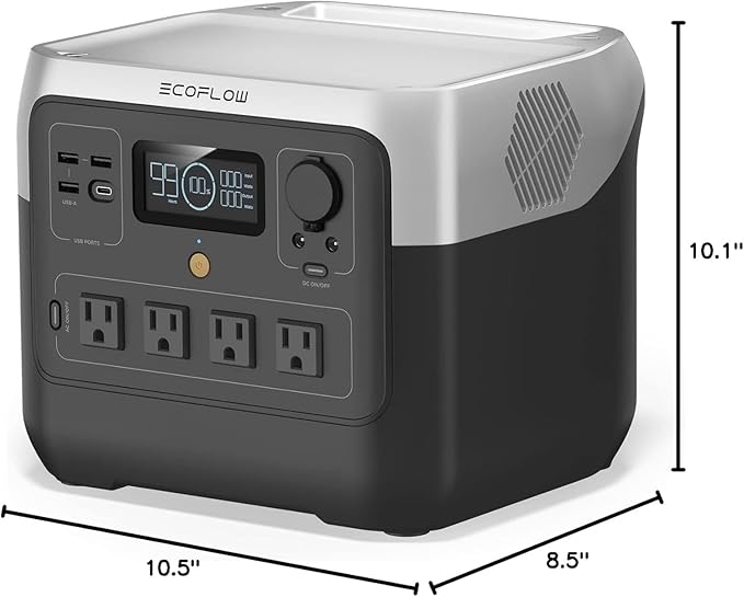 EF ECOFLOW Portable Power Station RIVER 2 Pro 768Wh LiFePO4 Battery 70 Min Fast Charging 4X800W (X-Boost 1600W) AC Outlets Solar Generator for Outdoor Camping/RVs/Home Use Black