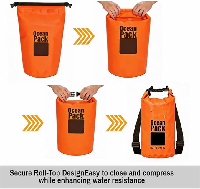 Waterproof Dry Bag Set of 3 (15L 20L 30L) - PVC Roll Top Dry Bags Waterproof - Backpack for Kayaking Camping Beach &amp Travel (Red Light Green Orange)